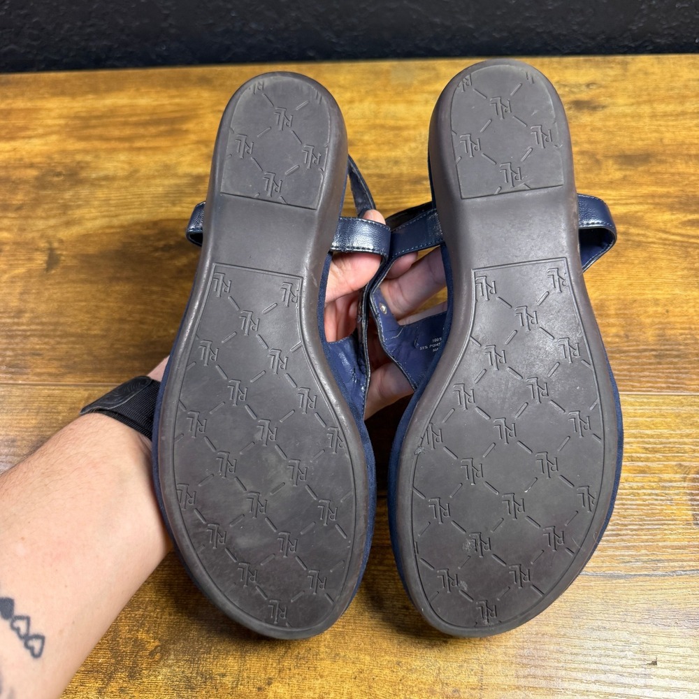 Lauren Ralph Lauren Kacy Navy Blue Synthetic Leather Thong Sandals Womens 7.5B - Picture 3 of 4